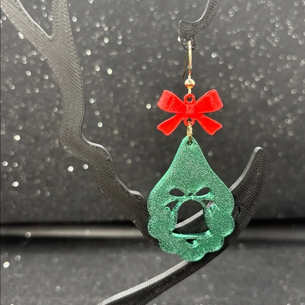 🔔 Christmas Bell Teardrop Earrings with Red Bow ❤️